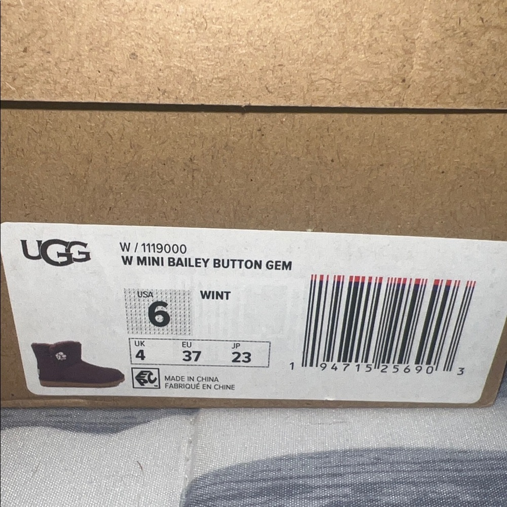 UGG Mini Bailey Button Gem Ankle Boots - Purple